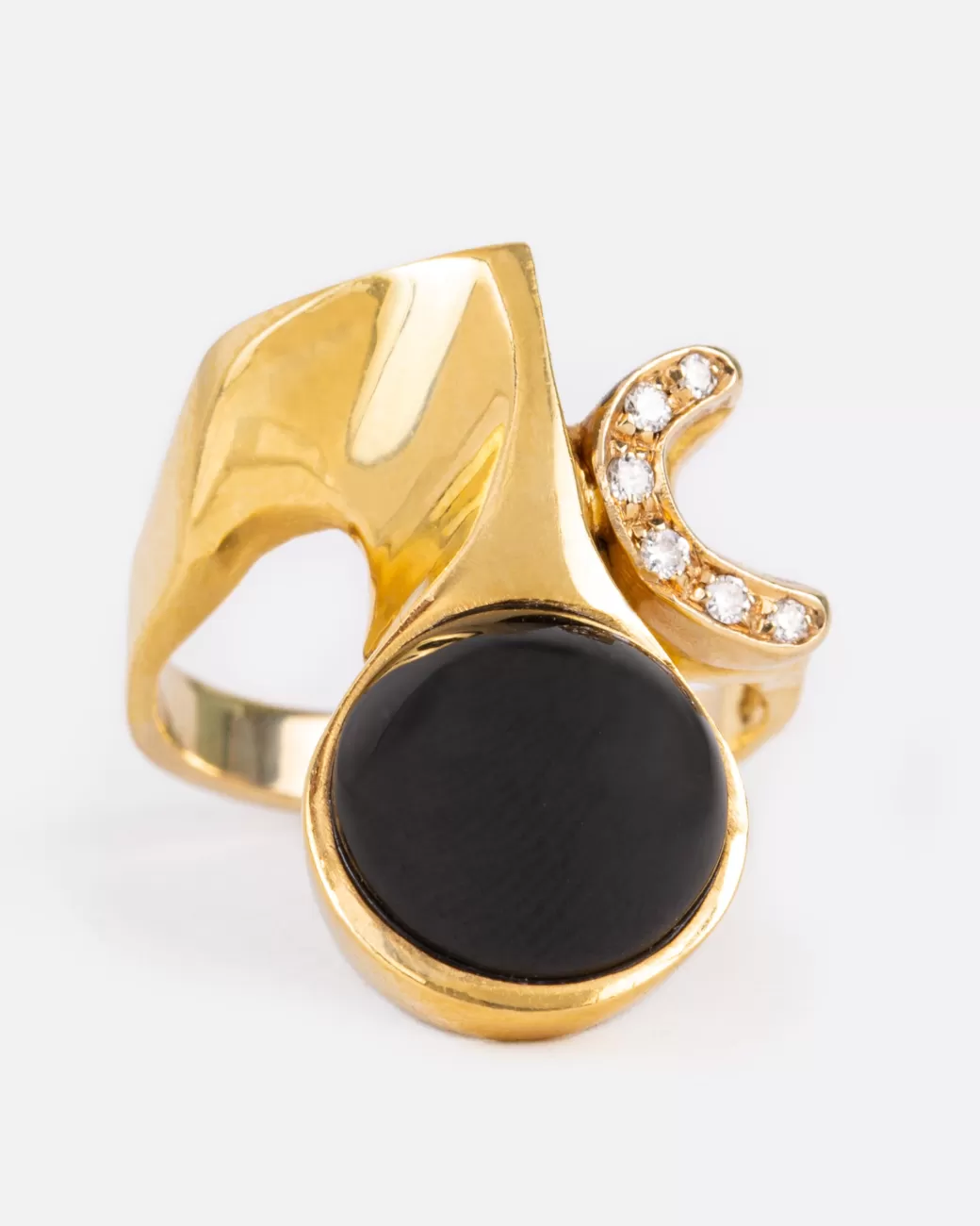 Vintage>Love Adorned Vintage Abstract Onyx & Diamond Ring