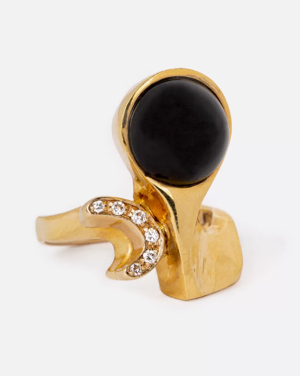 Vintage>Love Adorned Vintage Abstract Onyx & Diamond Ring