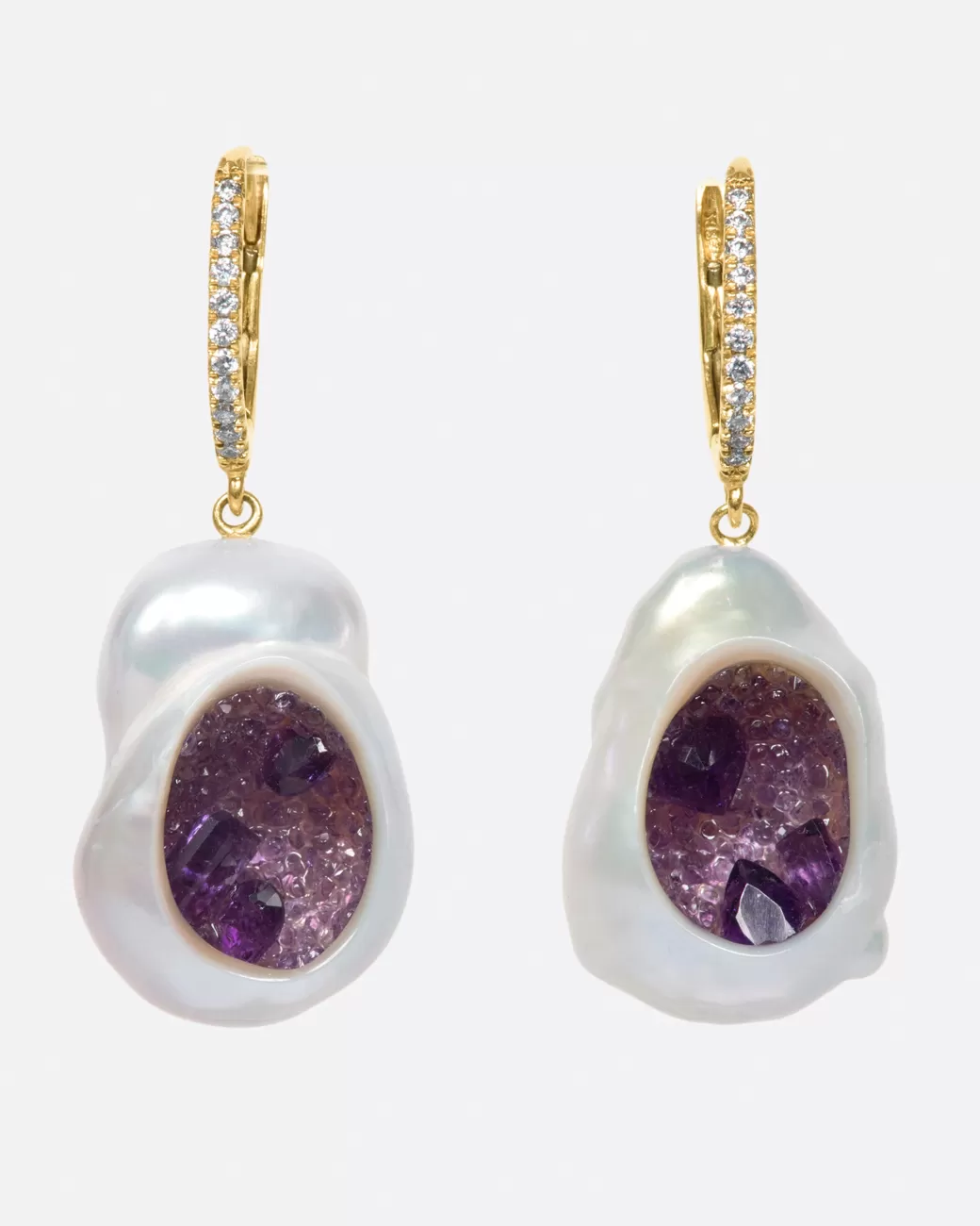 Contemporary>LITTLE H Amethyst Souffle Pearl Earrings