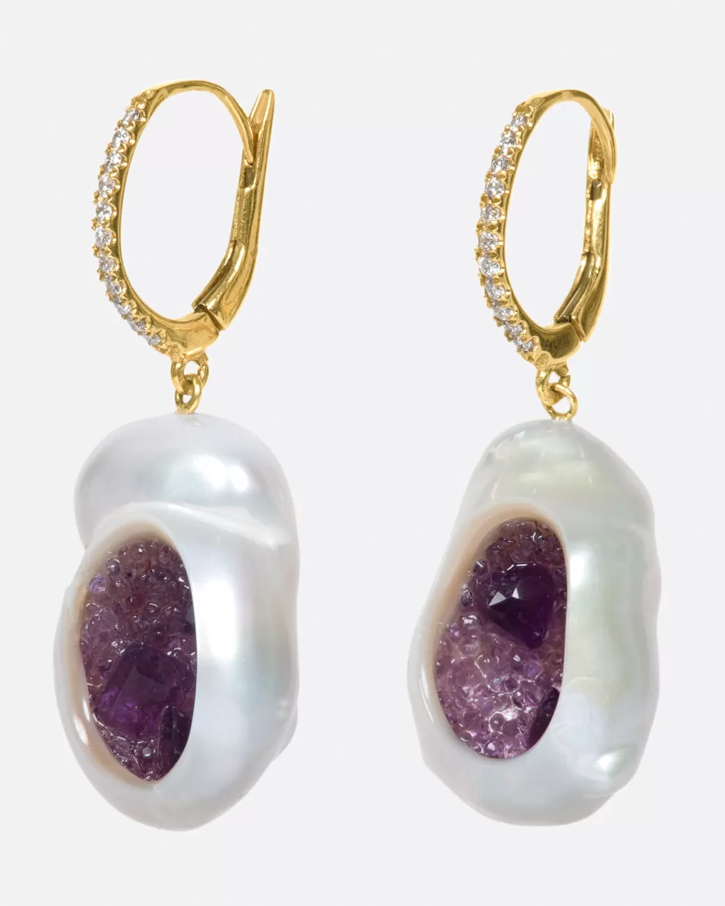 Contemporary>LITTLE H Amethyst Souffle Pearl Earrings