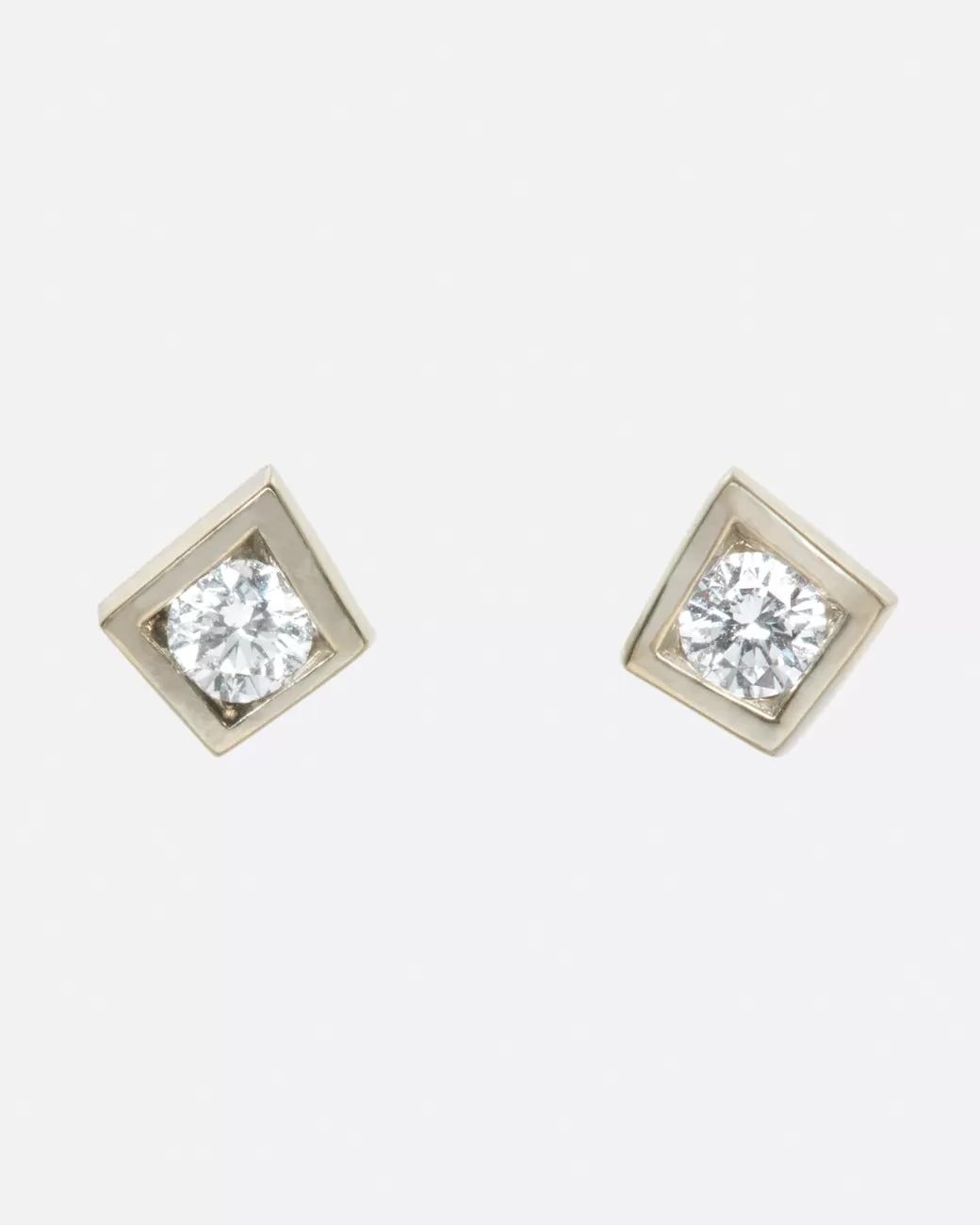 Vintage>Love Adorned Vintage Asymmetrical Square Diamond Studs