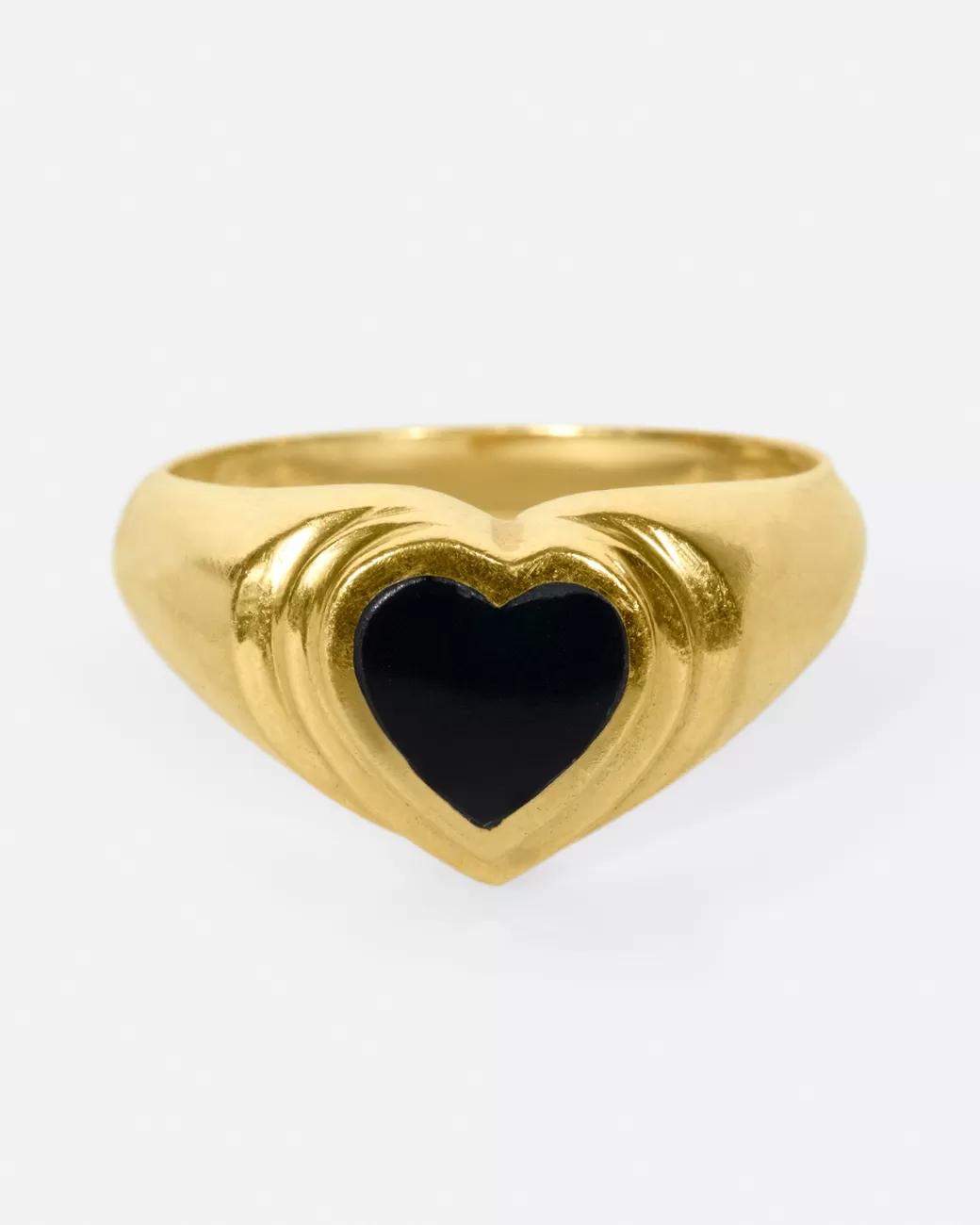 Vintage>Love Adorned Vintage Black Heart Signet Ring