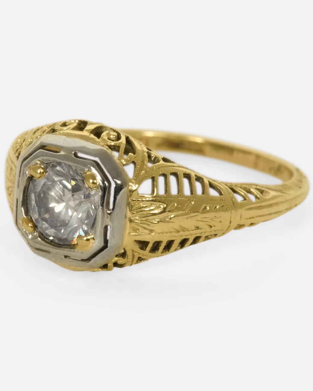 Vintage>Love Adorned Vintage Champagne Diamond Filigree Ring