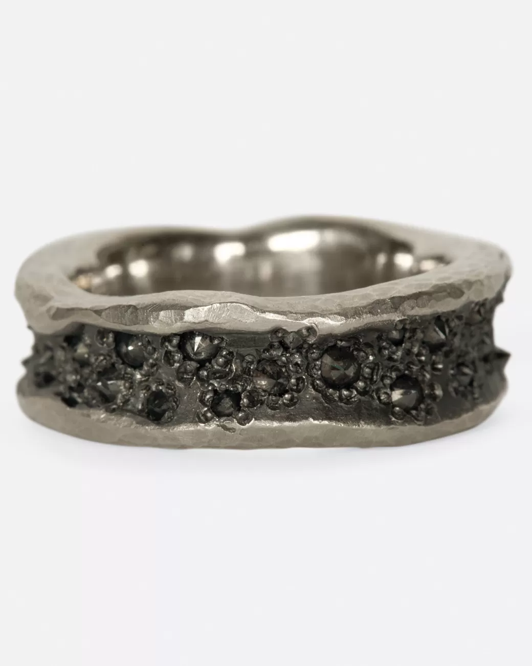 Contemporary>TODD POWNELL Concave Band With Black Diamonds