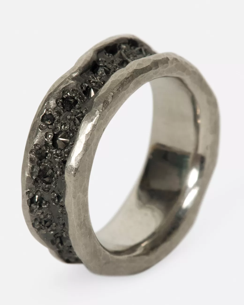 Contemporary>TODD POWNELL Concave Band With Black Diamonds