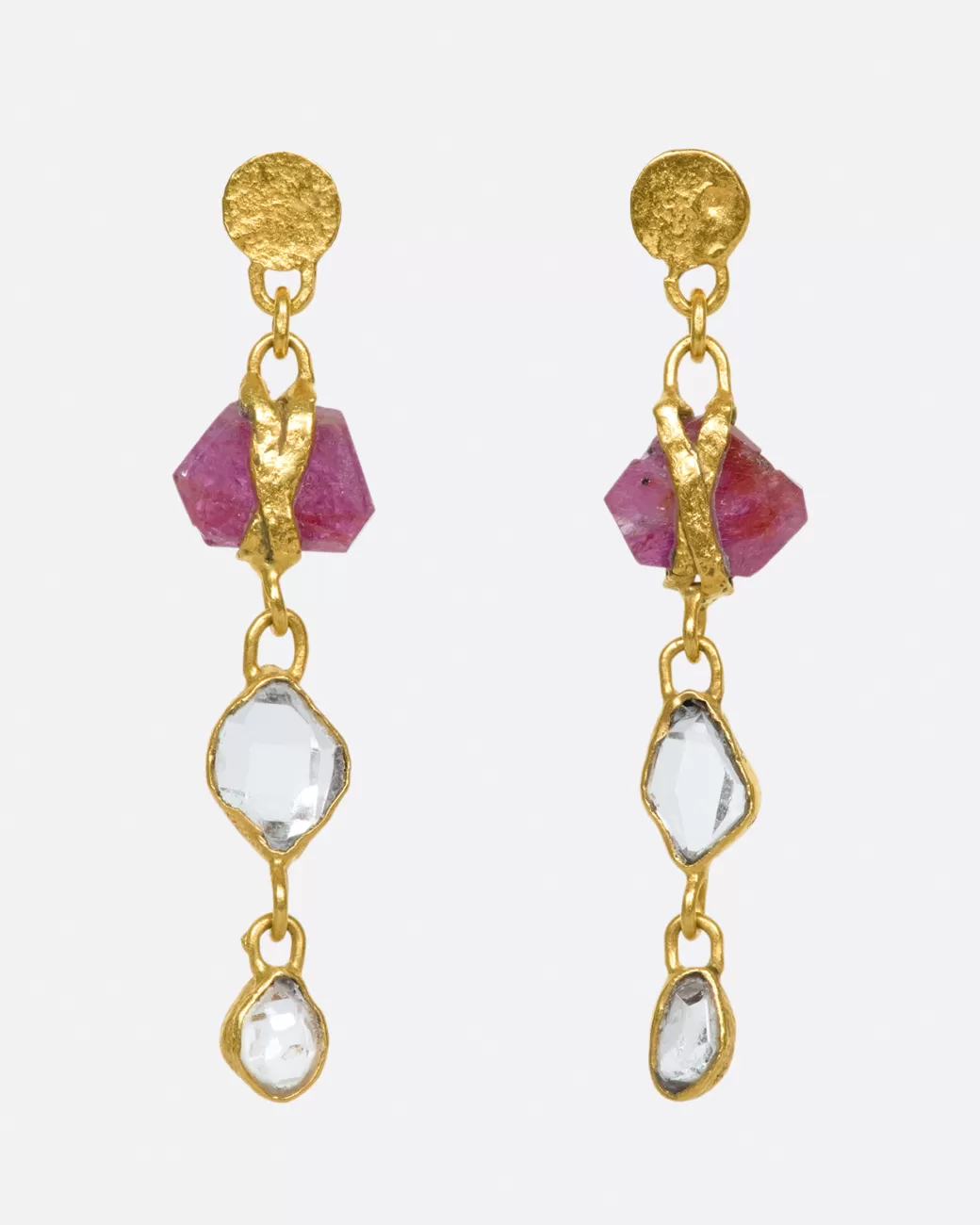 Contemporary>LOU ZELDIS Duo Tone Triple Drop Earrings