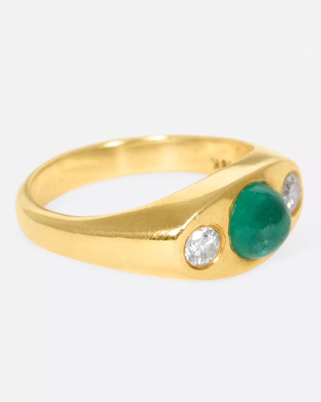 Vintage>VINTAGE Emerald Cabochon & Diamond Ring