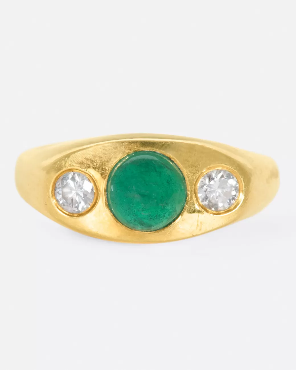 Vintage>VINTAGE Emerald Cabochon & Diamond Ring