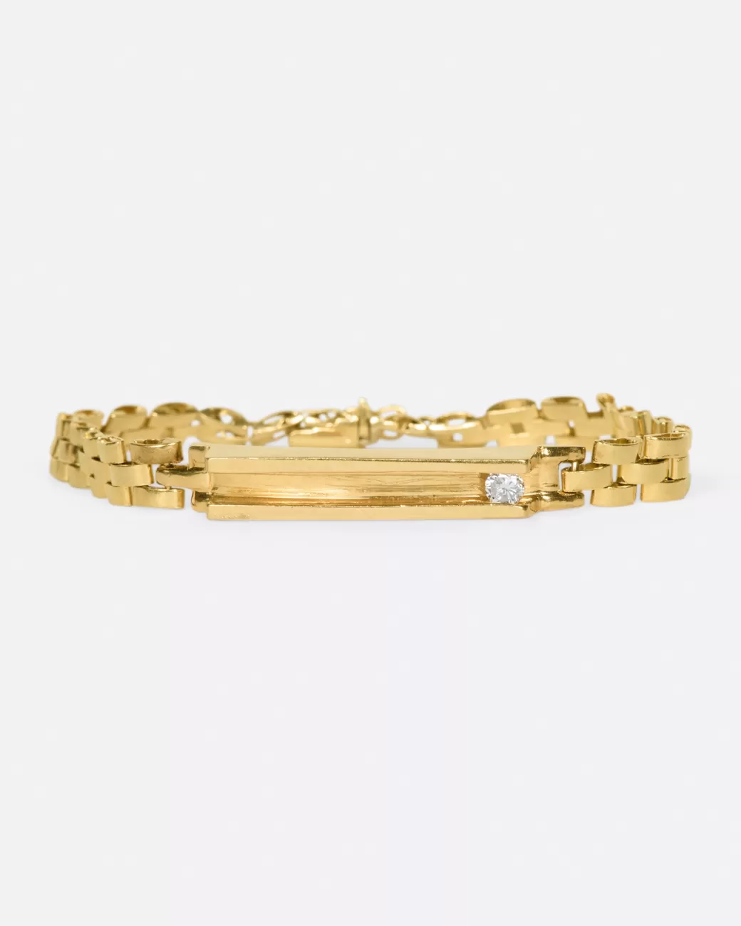 Vintage>Love Adorned Vintage Floating Diamond Id Bracelet