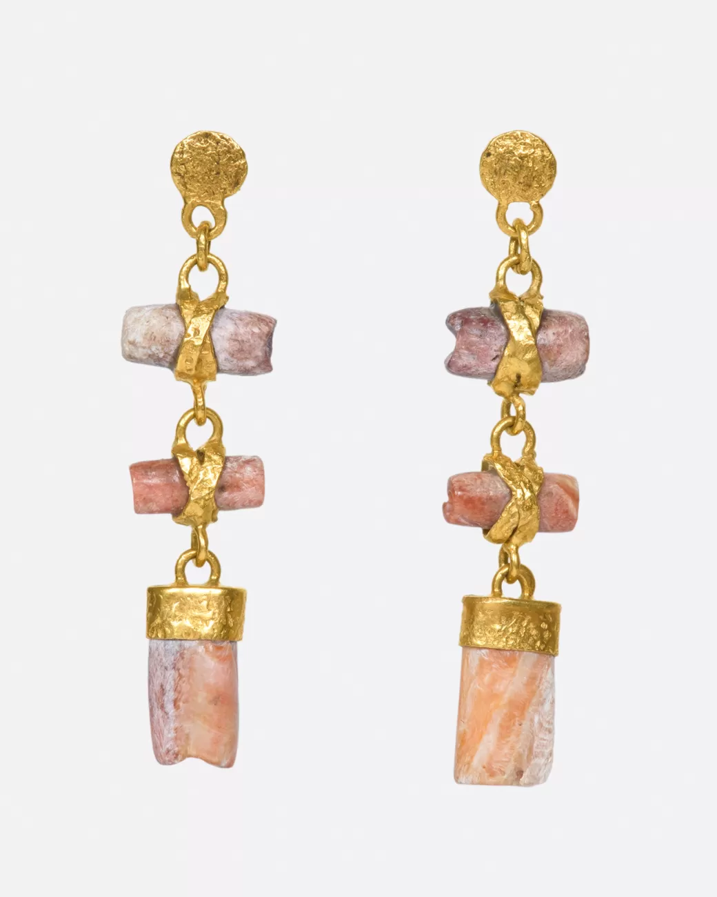 Contemporary>LOU ZELDIS Gold Wrapped Chimu Bead Earrings