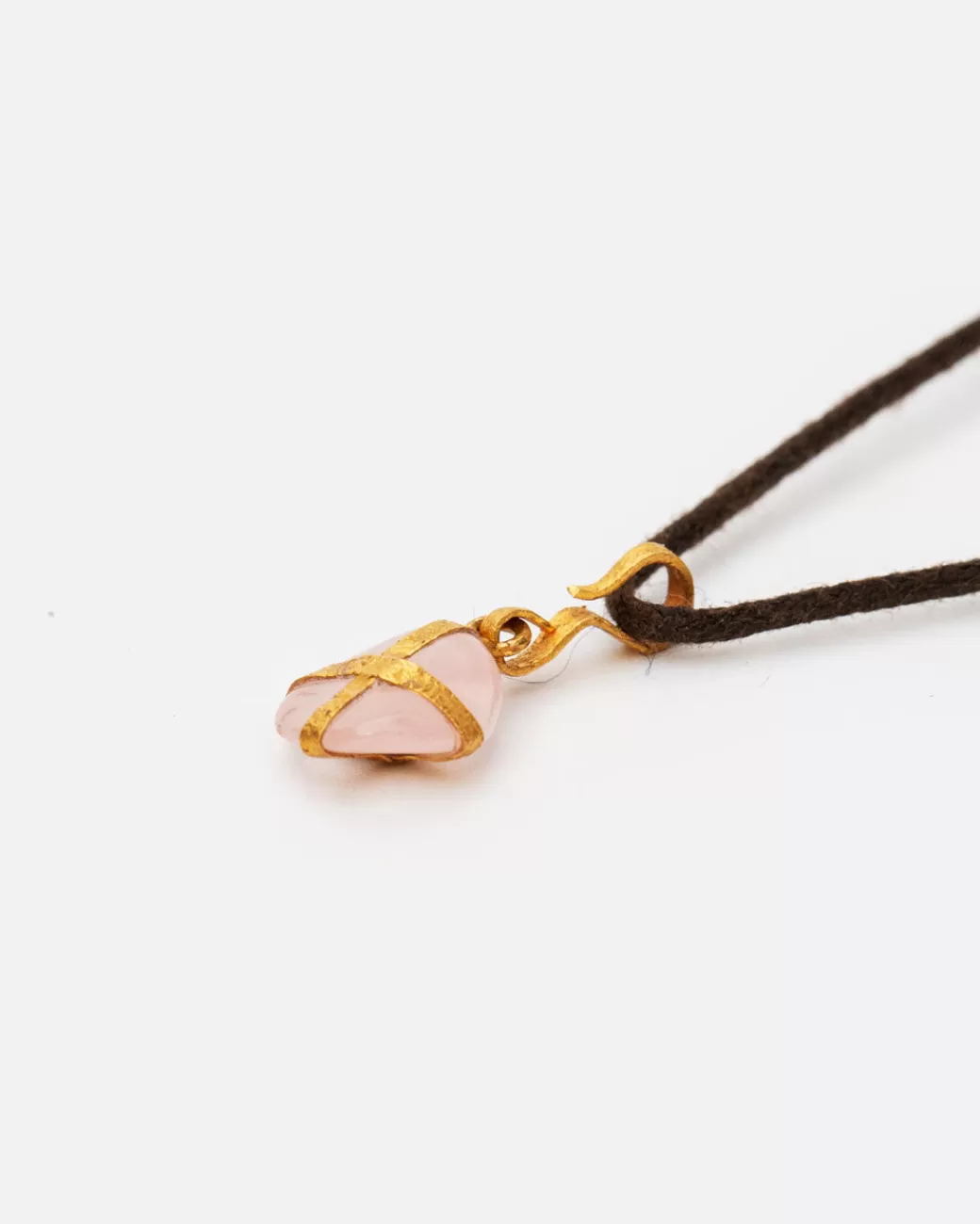 Contemporary>LOU ZELDIS Gold Wrapped Rose Quartz Necklace