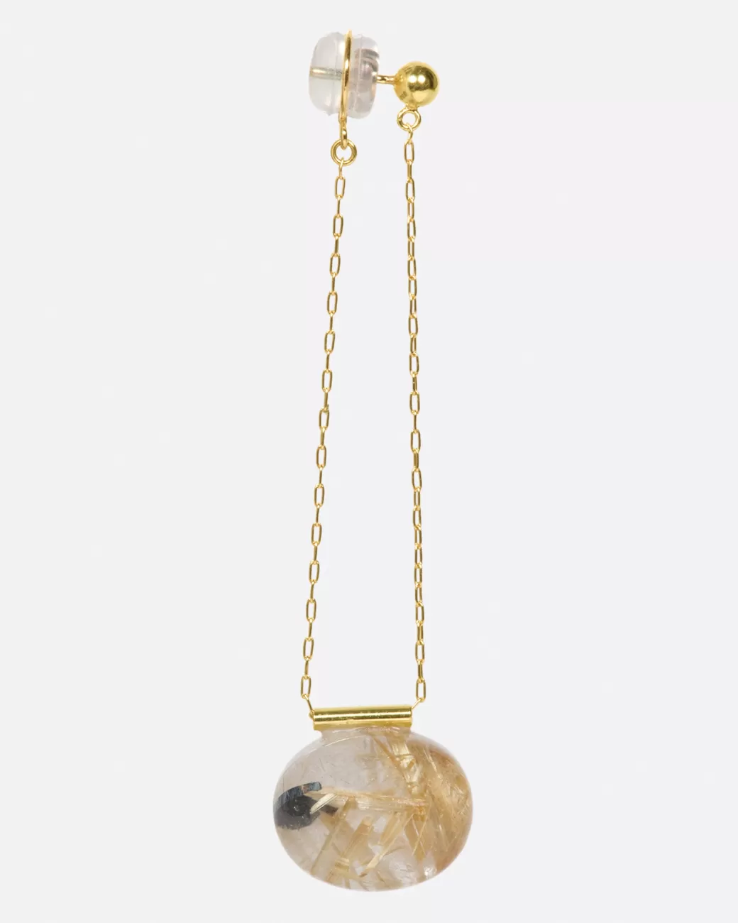 Contemporary>MONAKA Golden Rutile Quartz Chain Earring