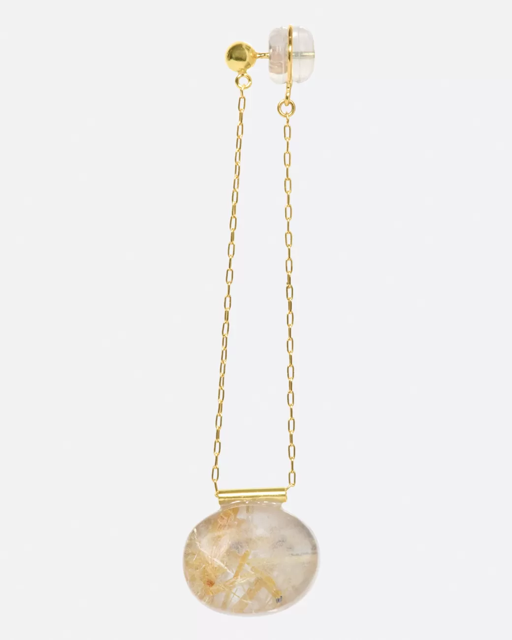 Contemporary>MONAKA Golden Rutile Quartz Chain Earring