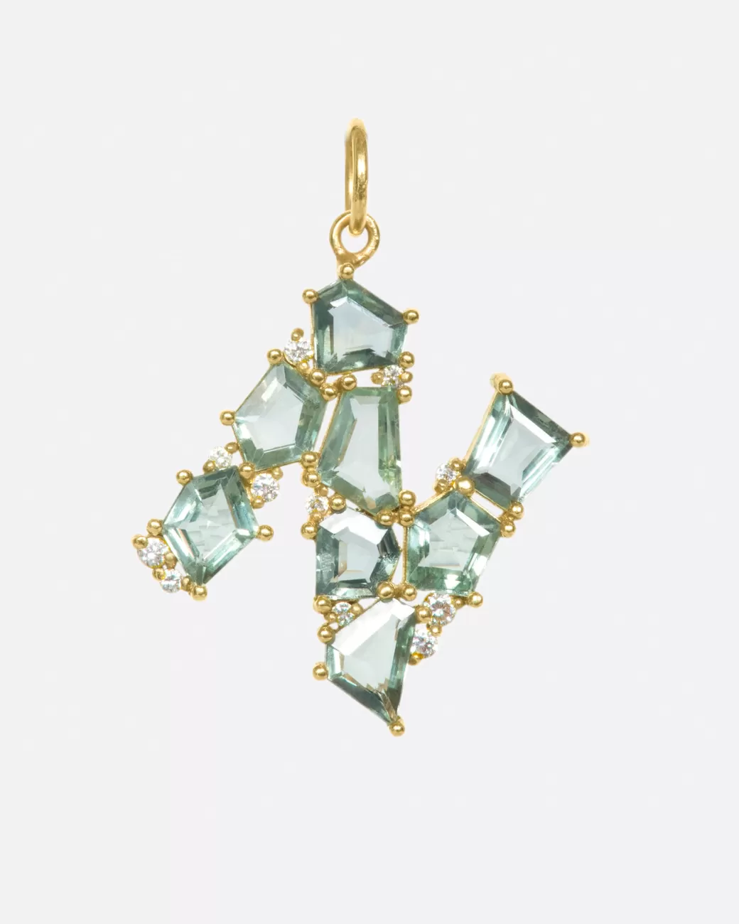 Contemporary>Era Green Sapphire Letter N Pendant