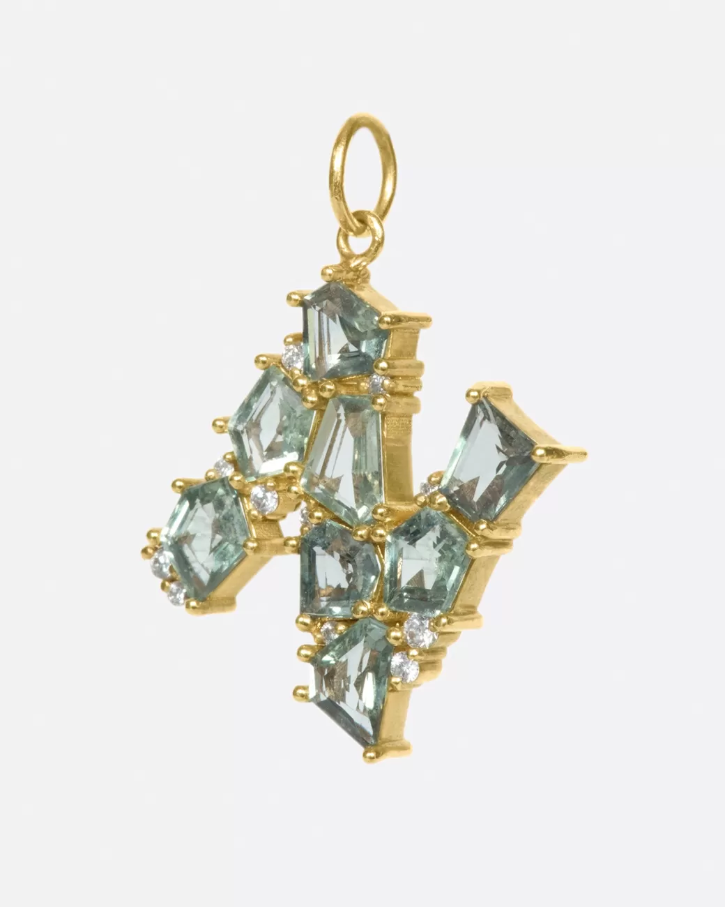 Contemporary>Era Green Sapphire Letter N Pendant