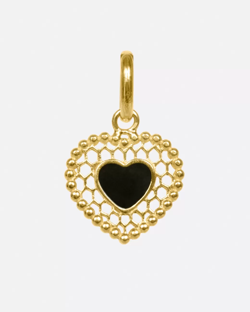 Charms>GIGI CLOZEAU Lace Heart Charm With Black Resin