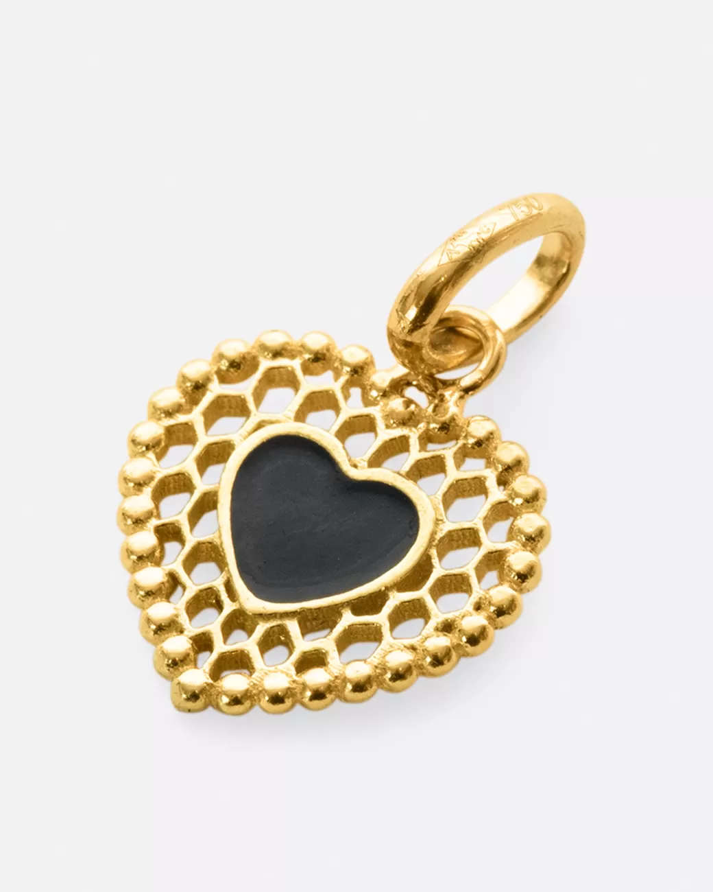 Charms>GIGI CLOZEAU Lace Heart Charm With Black Resin