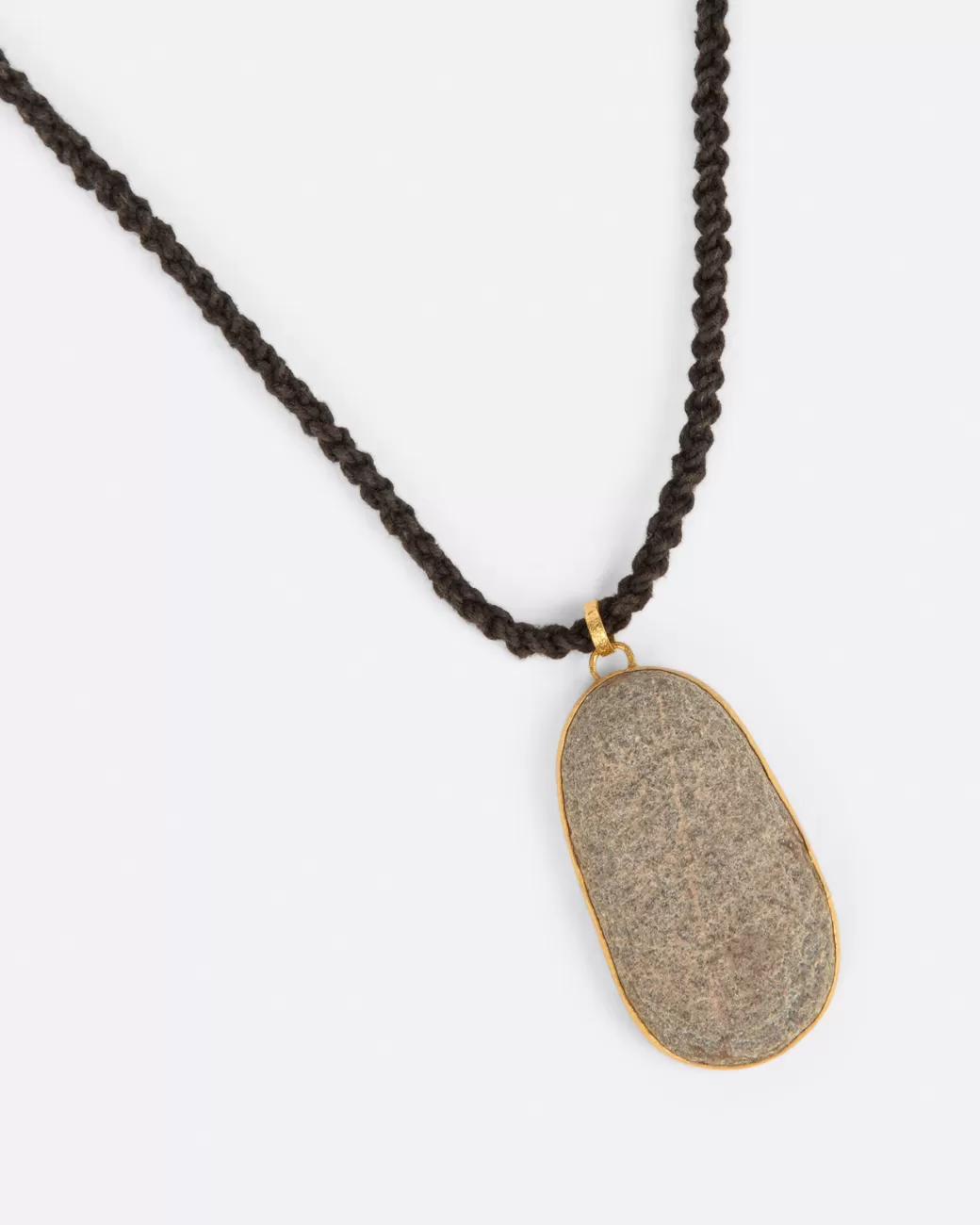 Contemporary>LOU ZELDIS Large Gold Wrapped Pebble Pendant Necklace