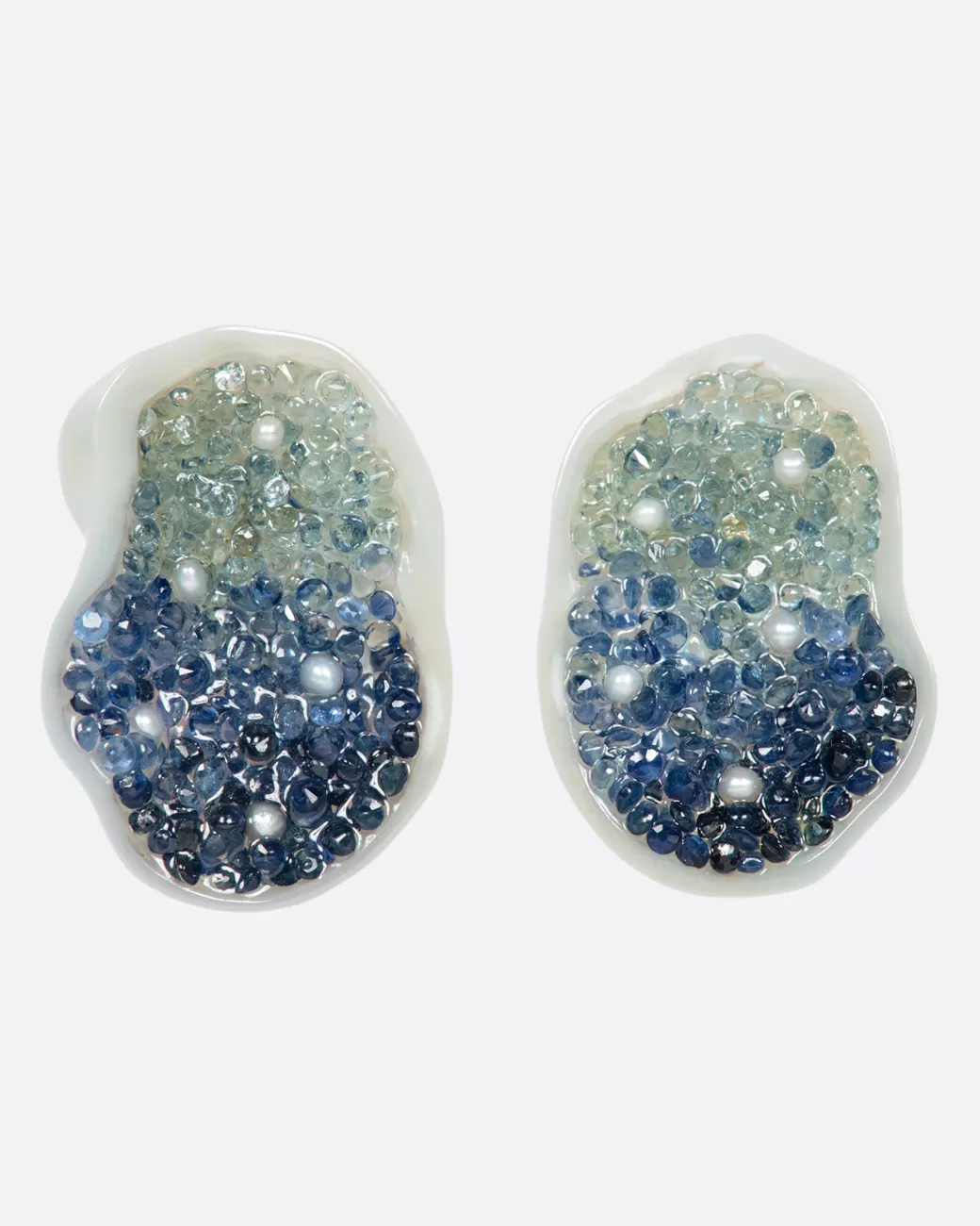 Contemporary>LITTLE H Ombre Sapphire Pearl Geode Earrings