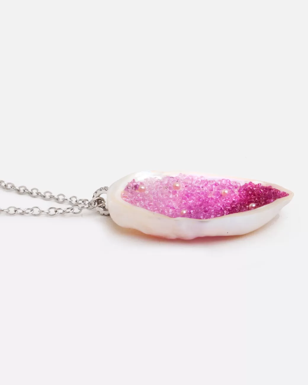 Contemporary>LITTLE H Ombre Sapphire Pearl Geode Necklace