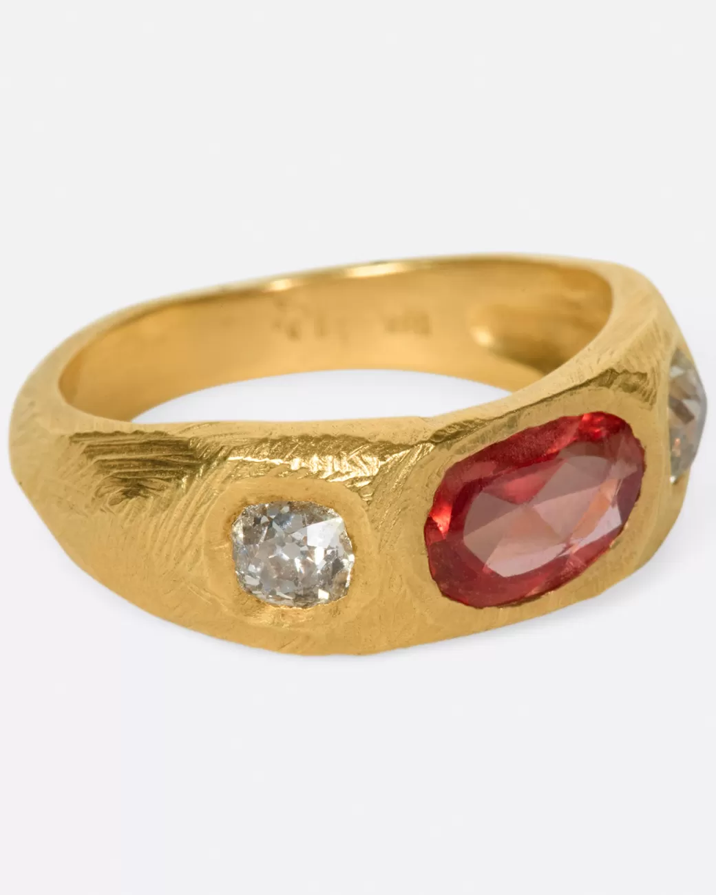 Contemporary>PAGE SARGISSON Orange Sapphire & Old Mine Cut Diamond Ring