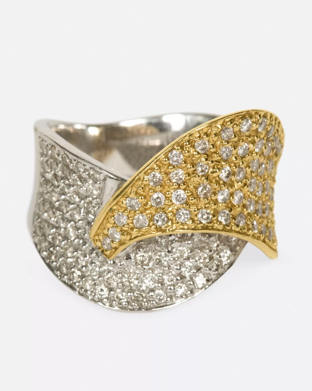 Vintage>Love Adorned Vintage Overlapping Pave Diamond Ring