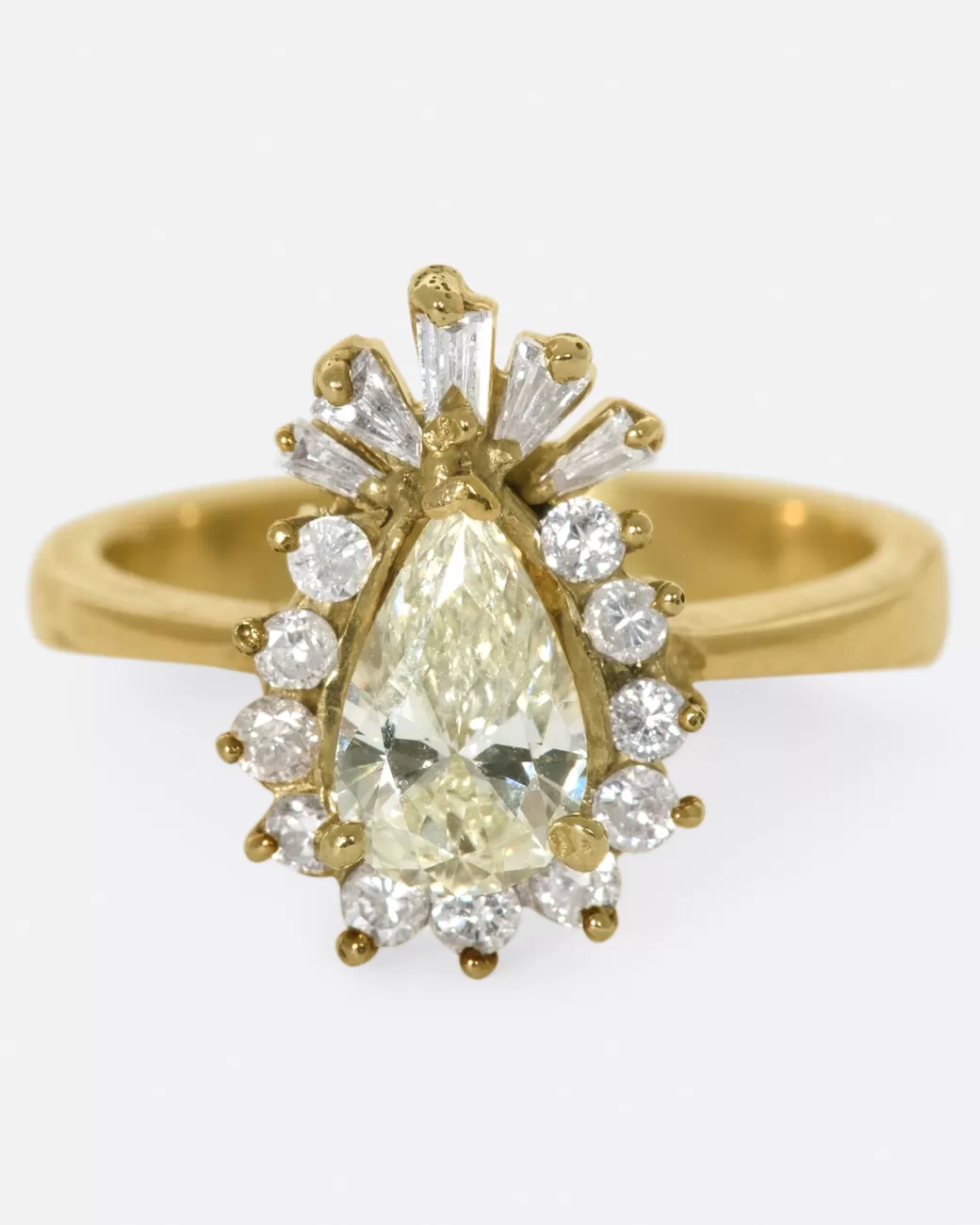 Vintage>Love Adorned Vintage Pear Shaped Diamond Halo Ring