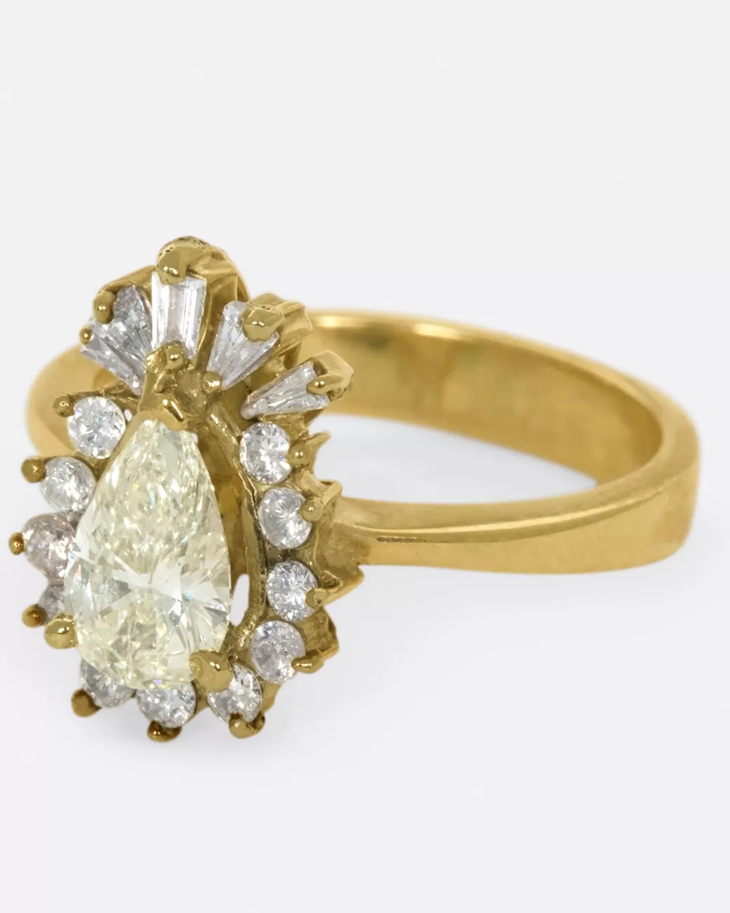 Vintage>Love Adorned Vintage Pear Shaped Diamond Halo Ring