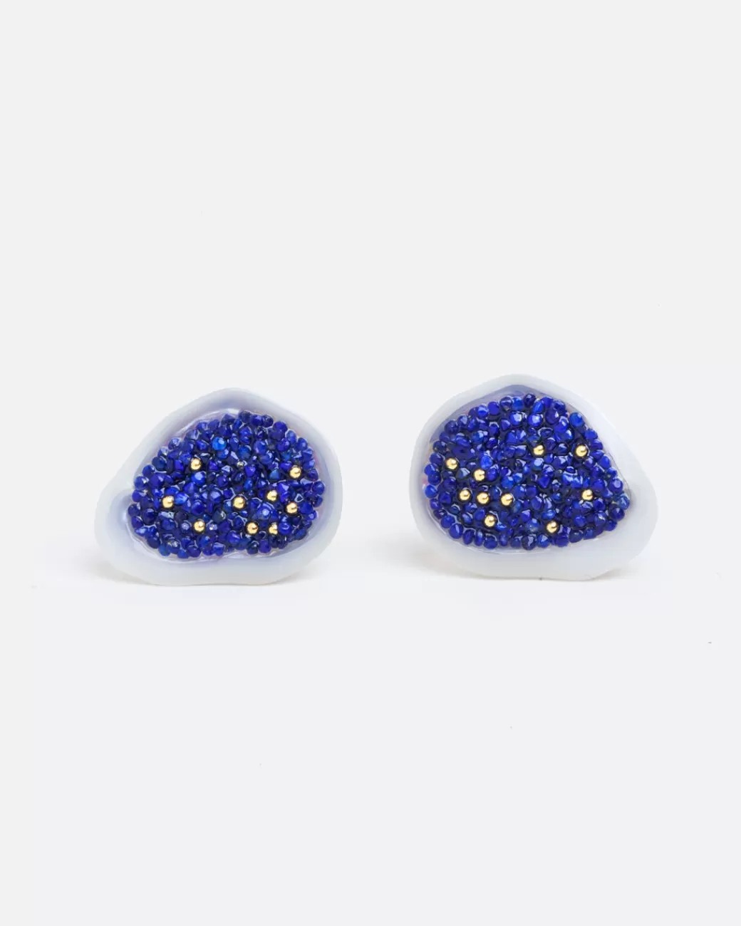 Contemporary>LITTLE H Pearl And Lapis Stud Earrings