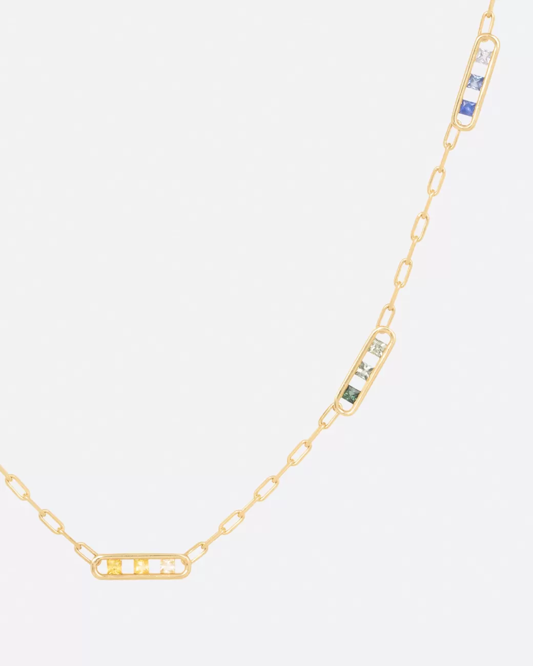 Contemporary>Era Rainbow Sapphire Tri Channel Necklace