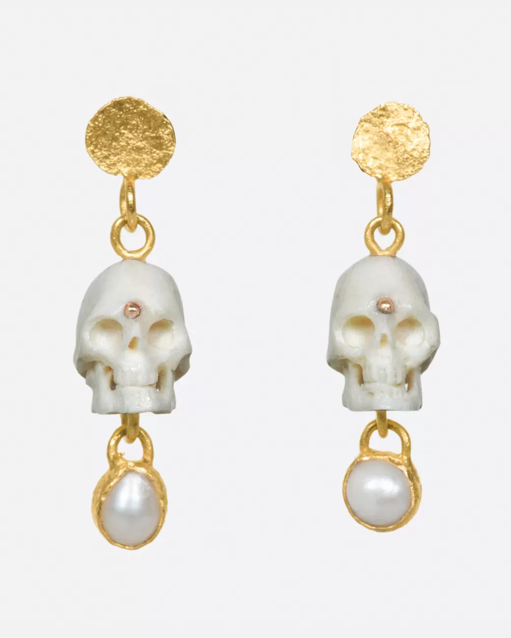 Contemporary>LOU ZELDIS Skull & Pearl Earrings