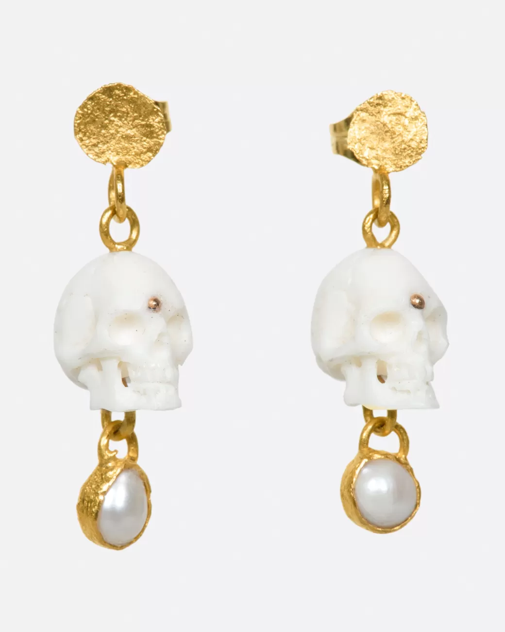 Contemporary>LOU ZELDIS Skull & Pearl Earrings