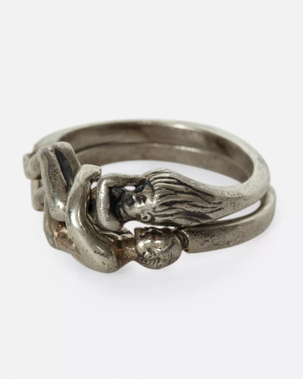 Vintage>Love Adorned Vintage Spooning Couple Ring Set