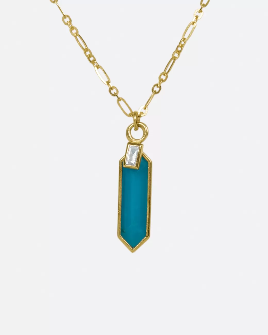 Contemporary>METIER BY TOMFOOLERY Turquoise & Diamond Hexa Necklace