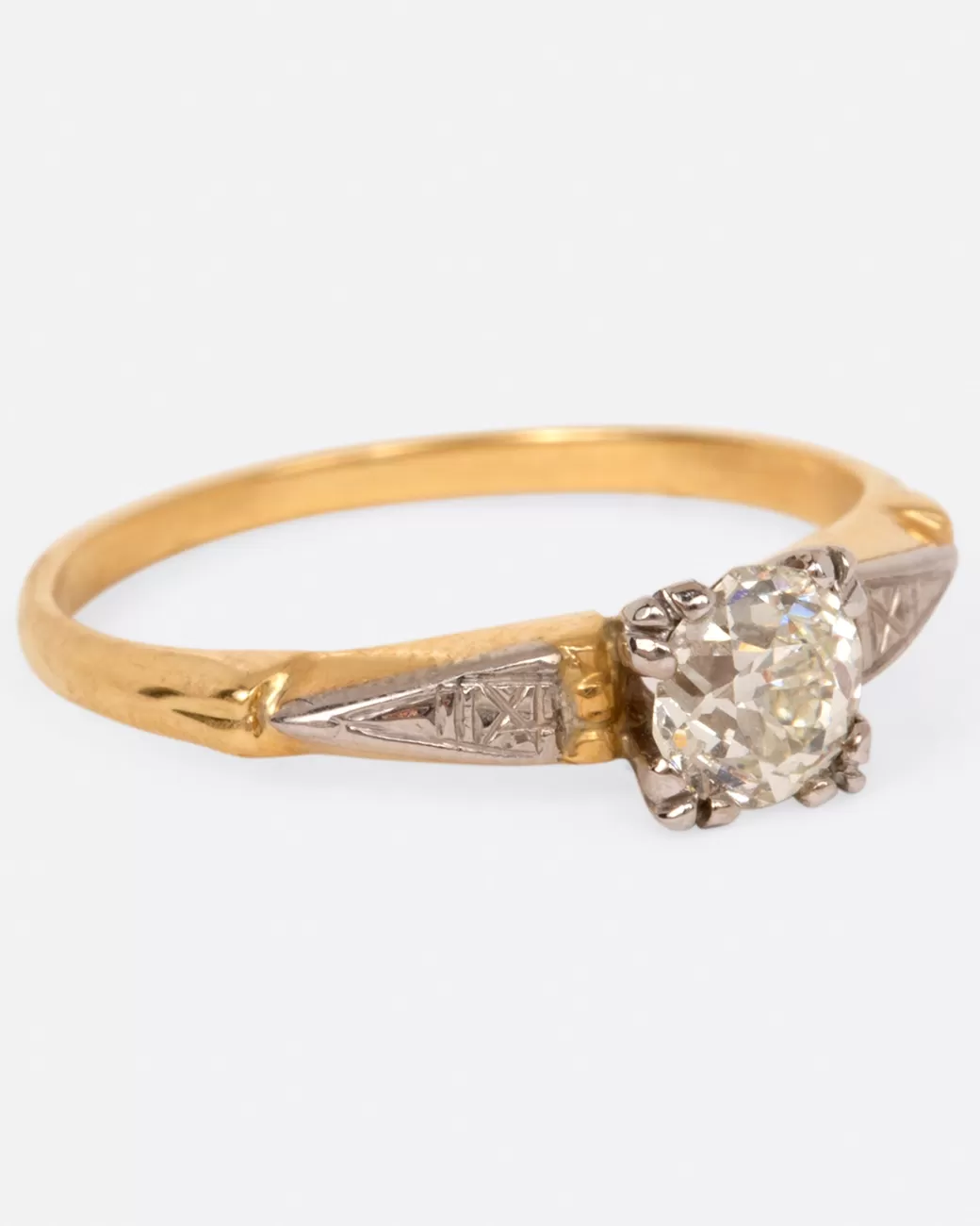 Vintage>Love Adorned Vintage Vintage Two-Tone Gold Diamond Ring